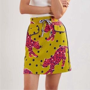 Maeve Anthropologie Slim Panther Cheetah Leopard Pink Dot Skirt